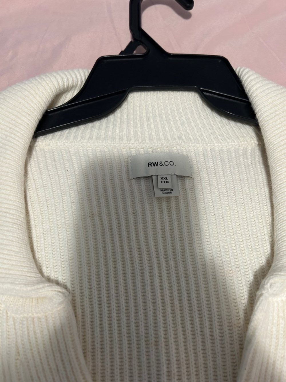 RW&CO. Cream Ribbed V-Neck Collared Sweater - Picture 2 of 2
